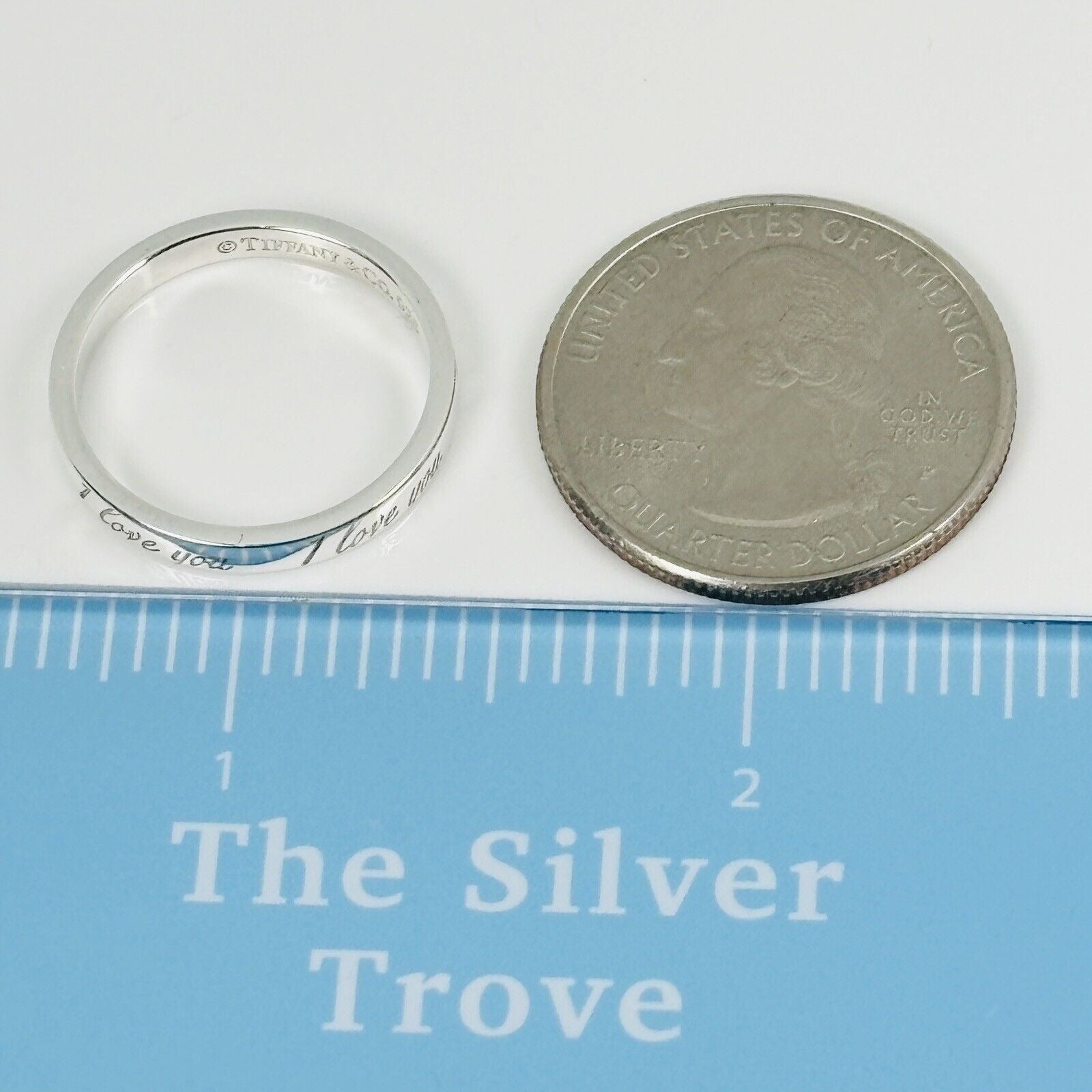 Size 7.5 Tiffany & Co I Love You Narrow Ring in Sterling Silver