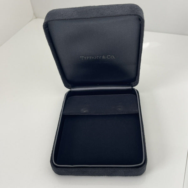 Tiffany Earring Gift Storage Black Suede Leather Box Empty Holder - 3
