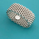 Size 4.5  Tiffany & Co Somerset Mesh Basket Weave Ring in Sterling Silver-2