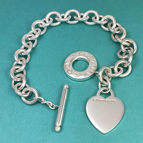 Tiffany & Co Blank Heart Tag Toggle Charm Bracelet in Sterling Silver - 0