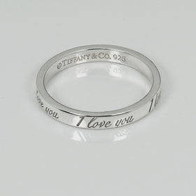 Size 7.5 Tiffany & Co I Love You Narrow Ring in Sterling Silver
