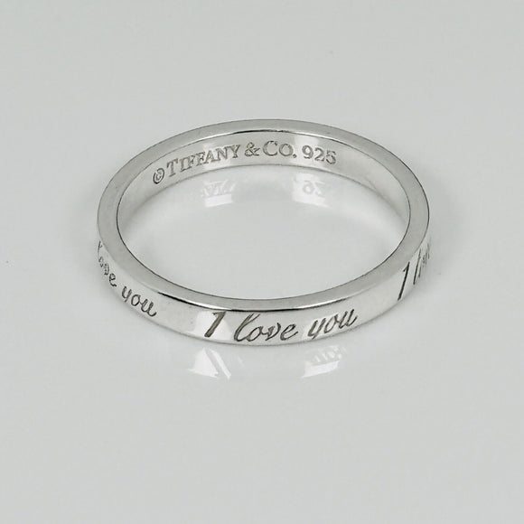 Size 7.5 Tiffany & Co I Love You Narrow Ring in Sterling Silver