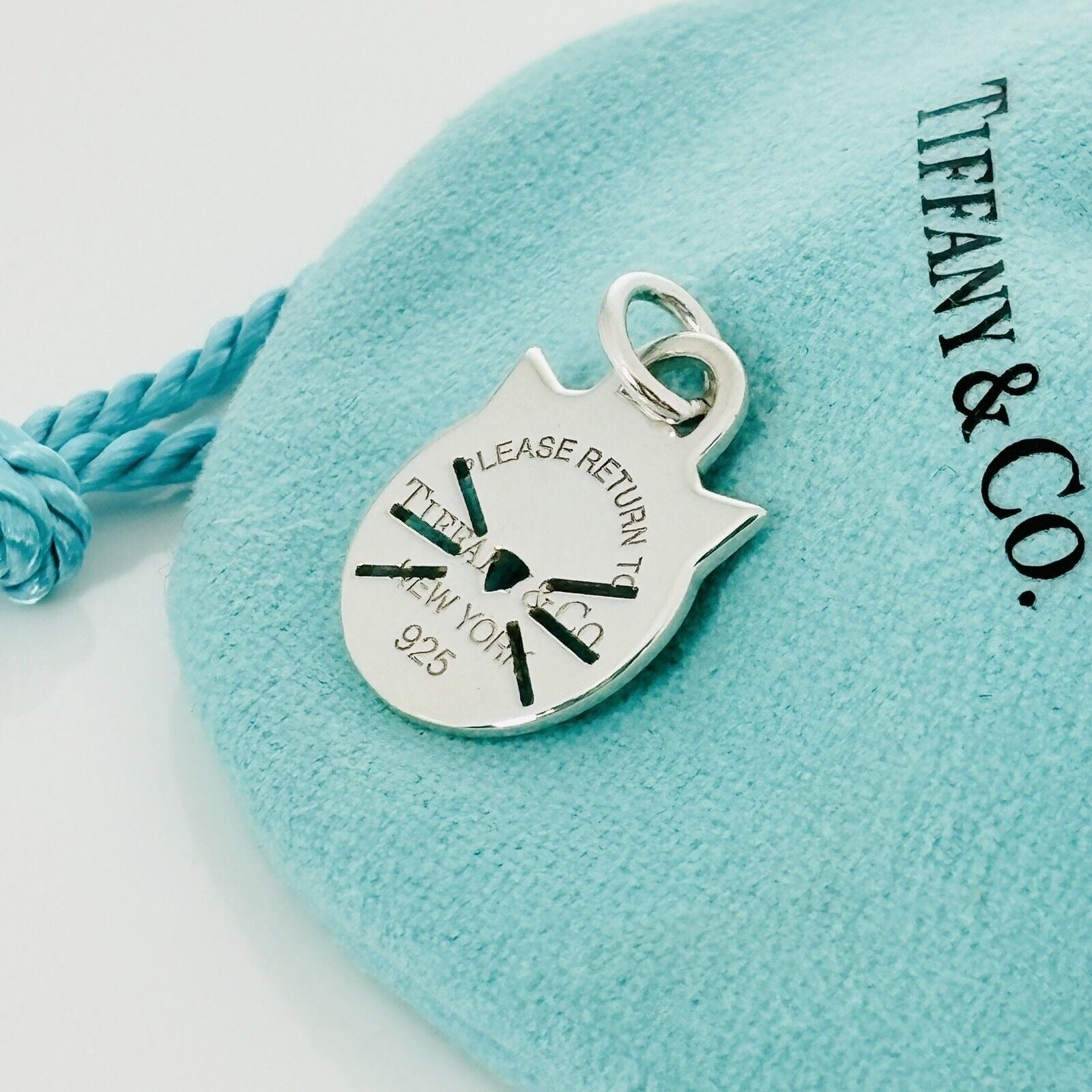 RARE Return to Tiffany Cat Kitten Tag Charm or Pendant in Sterling Silver