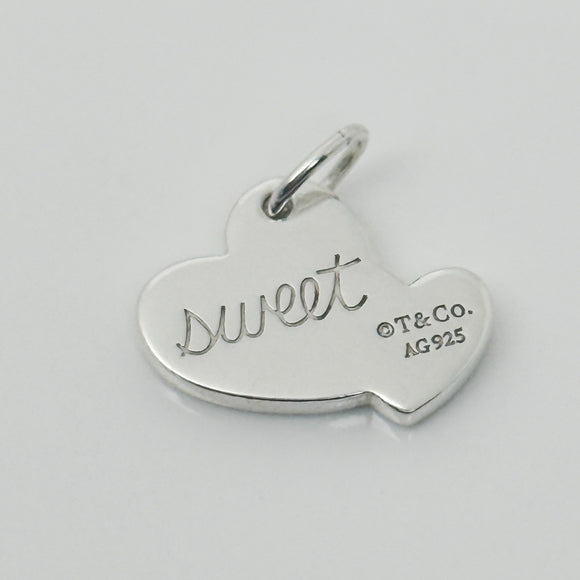 Tiffany & Co Sweet Heart Double Hearts Pendant Charm Sweetheart in Silver