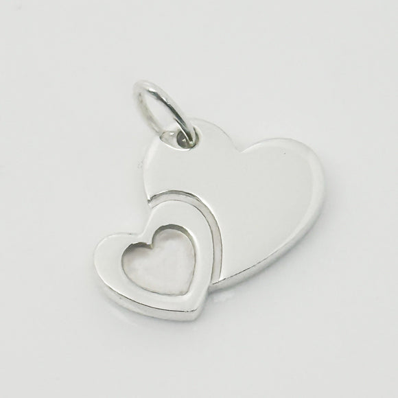 Tiffany & Co Sweet Heart Double Hearts Pendant Charm Sweetheart in Silver