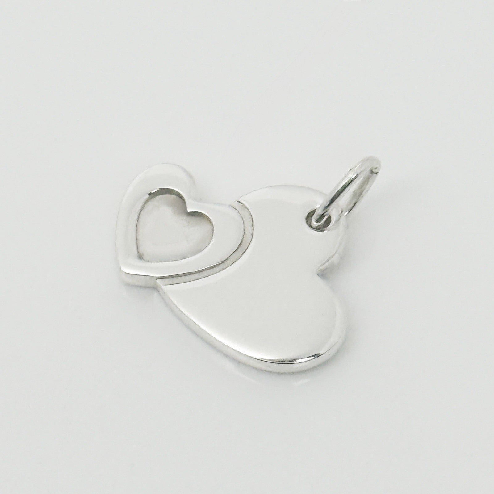 Tiffany & Co Sweet Heart Double Hearts Pendant Charm Sweetheart in Silver