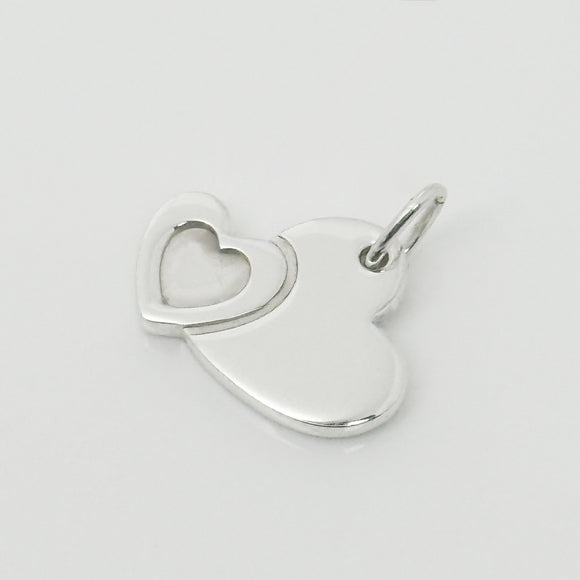 Tiffany & Co Sweet Heart Double Hearts Pendant Charm Sweetheart in Silver