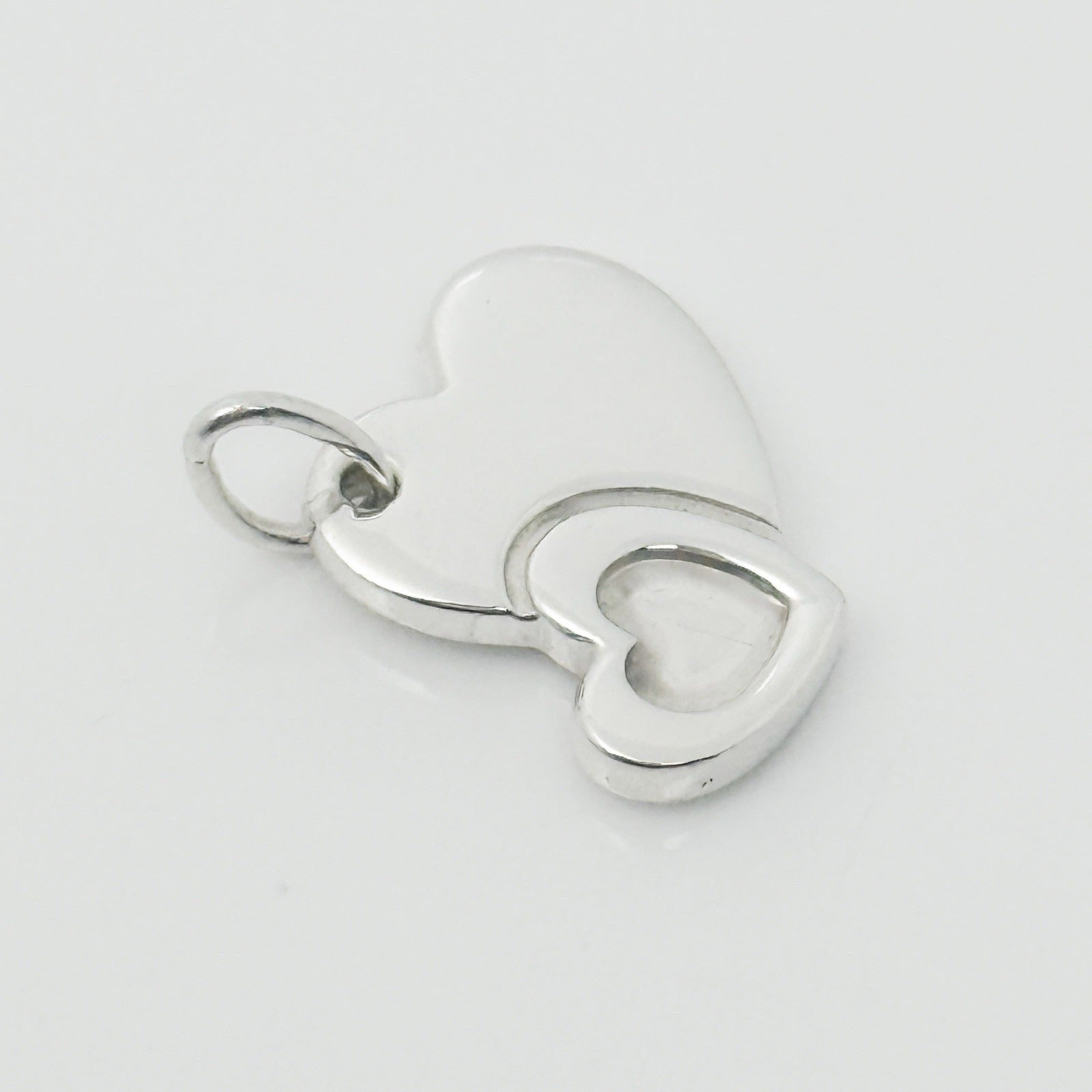 Tiffany & Co Sweet Heart Double Hearts Pendant Charm Sweetheart in Silver