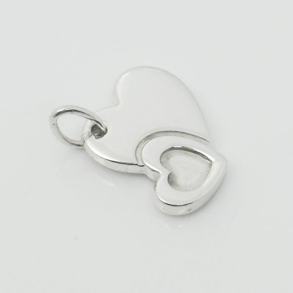 Tiffany & Co Sweet Heart Double Hearts Pendant Charm Sweetheart in Silver