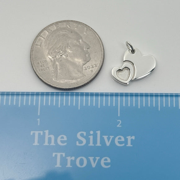 Tiffany & Co Sweet Heart Double Hearts Pendant Charm Sweetheart in Silver