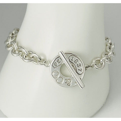 8.25" Large Tiffany & Co Sterling Silver 1837 Mens Unisex Toggle Bracelet