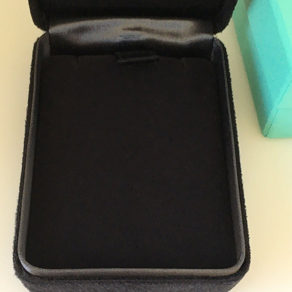 Tiffany & Co Necklace Storage Presentation Black Suede Box and Blue Gift Box
