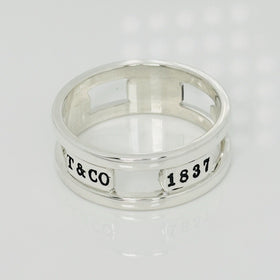 Size 12.5 Tiffany & Co 1837 Cutout Stencil Open Ring Mens Unisex in Silver
