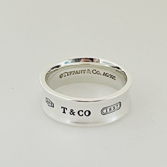 Size 8 Tiffany 1837 Ring in Sterling Silver Wide Concave