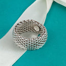 Size 6.5 Tiffany & Co Somerset Mesh Weave Flexible Dome Unisex Mens Ring-3