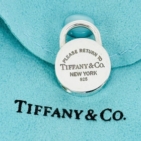 RARE Please Return to Tiffany Round Padlock Lock Charm Pendant in Silver