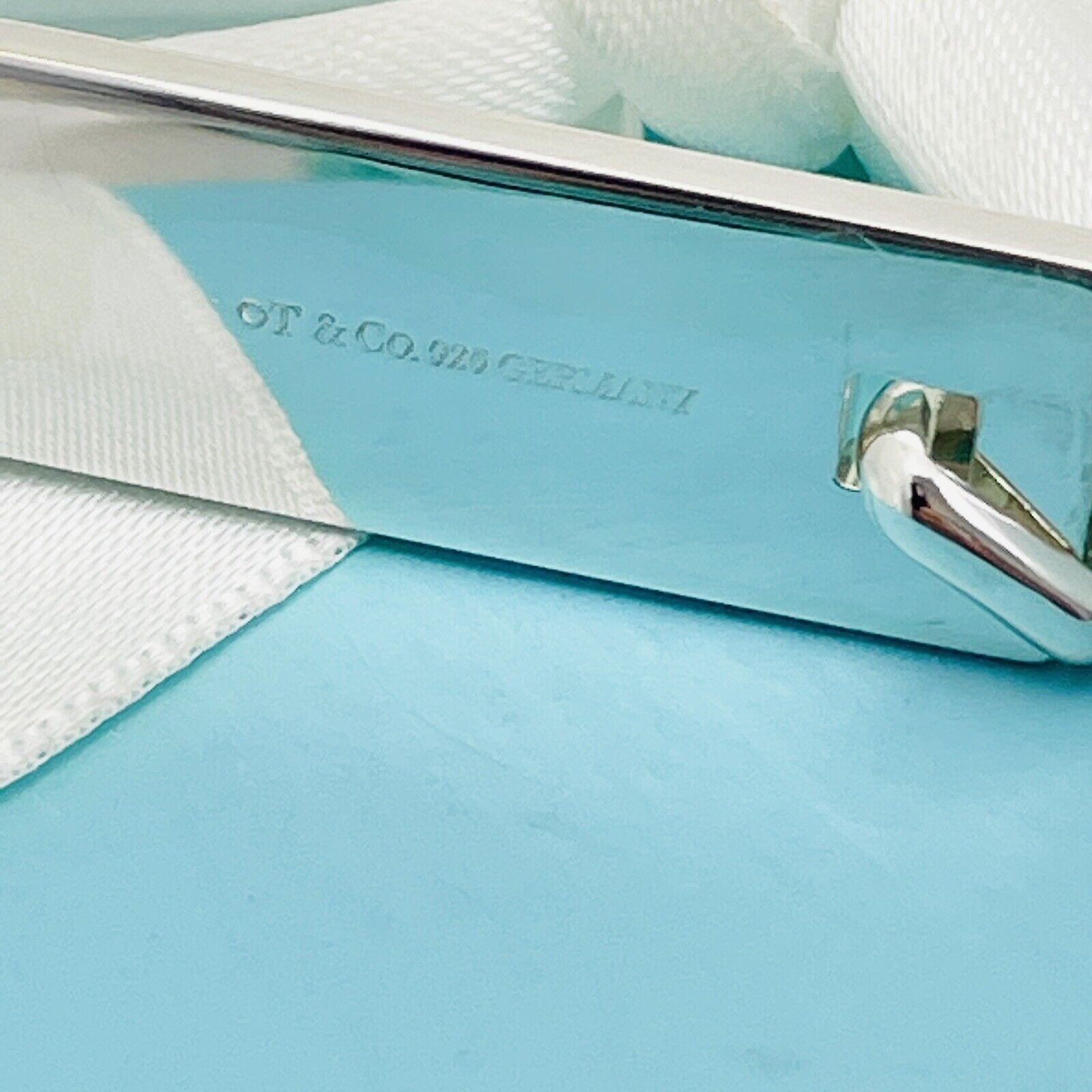 Tiffany and Co Mens Studded Diamond Cut Bar Dog Tag Pendant Germany