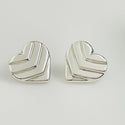 Vintage Authentic Tiffany & Co Heart Groove Earrings Large Ribbed in Silver - 2