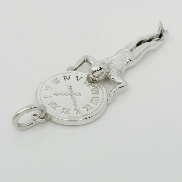 RARE Tiffany & Co Atlas Man Clock Charm or Pendant in Sterling Silver