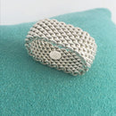 Size 5.5 Tiffany & Co Somerset Mesh Weave Unisex Ring in Sterling Silver-3