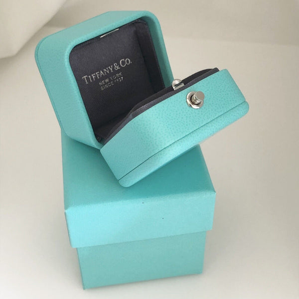 Tiffany & Co Blue Leather Empty Ring Box and Blue Gift Box - 1
