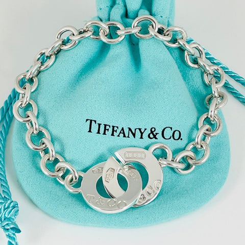 9.5" Tiffany 1837 Interlocking Circle Clasp Toggle Bracelet Men Unisex Plus Size