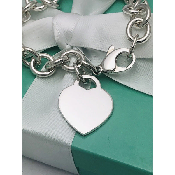 7.75" Return to Tiffany Sterling Silver Heart Tag Charm Bracelet - 6