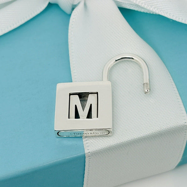 Tiffany Letter M Alphabet Initial Padlock Lock Charm Pendant in Sterling Silver - 6