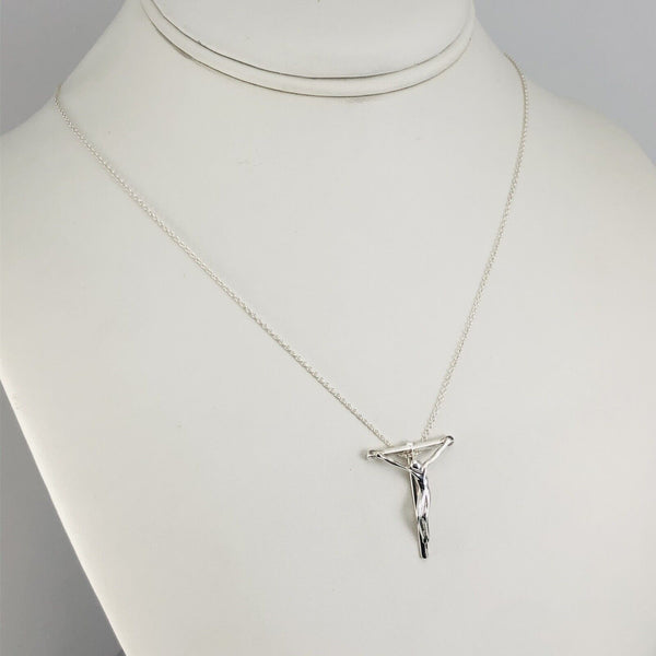 18" Tiffany & Co 27mm Sterling Silver Crucifix Elsa Peretti Cross Necklace - 2