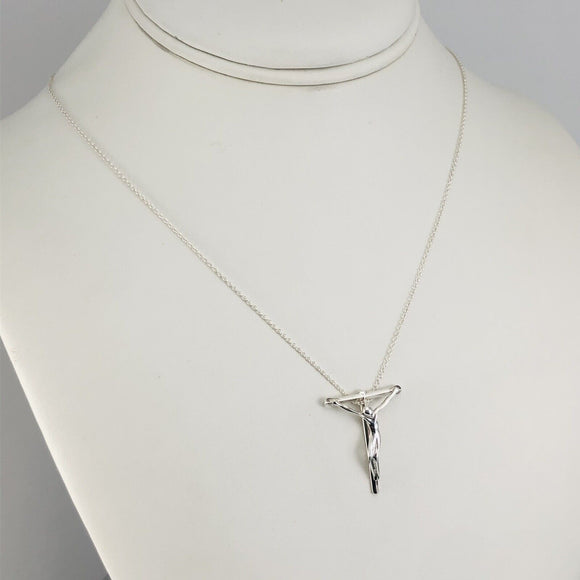 18" Tiffany & Co 27mm Sterling Silver Crucifix Elsa Peretti Cross Necklace
