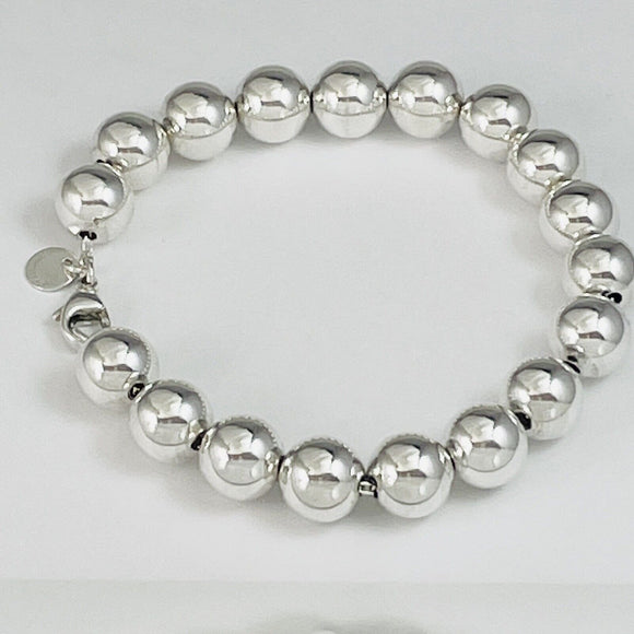 8" Tiffany HardWear Ball Bead Bracelet Sterling Silver 10mm Beads