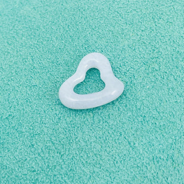 Tiffany Blue Purple Lace Agate Open Heart Carved Stone Pendant Elsa Peretti - 0