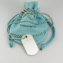 24" Tiffany & Co Mens Coin Edge ID Dog Tag Bead Chain Necklace-2