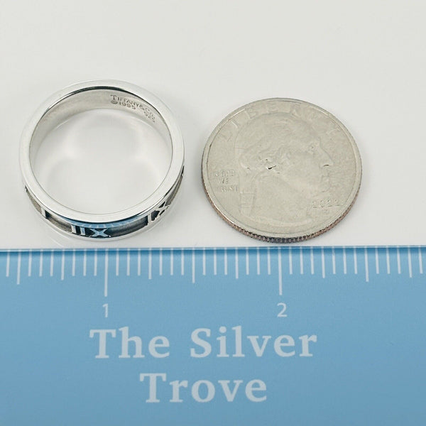 Size 8.5 Tiffany & Co Vintage Atlas Ring Narrow Band Mens Unisex Silver - 4