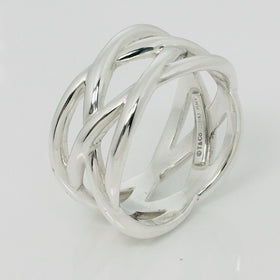 Size 11.5 Tiffany & Co Braided Celtic Knot Weave Ring in Silver Mens Unisex