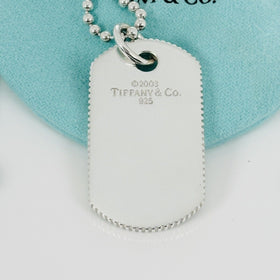 30" Tiffany & Co Mens Coin Edge ID Dog Tag Bead Chain Necklace - 0