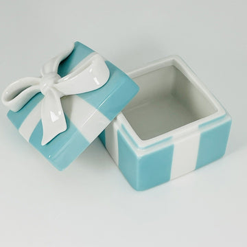 2" Small Tiffany Blue Trinket Gift Box Ceramic Bone China Porcelain Jewelry Box - 0