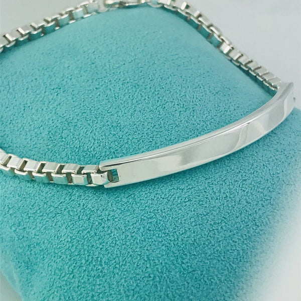 8.5" Large Tiffany Venetian ID Box Link Bracelet Engravable Mens Unisex - 1