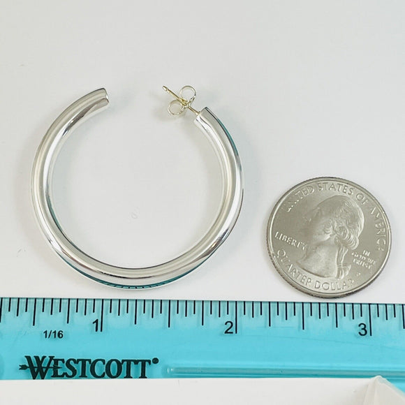 Tiffany Large 1.6" Doughnut Bezet Hoop Earrings in Sterling Silver