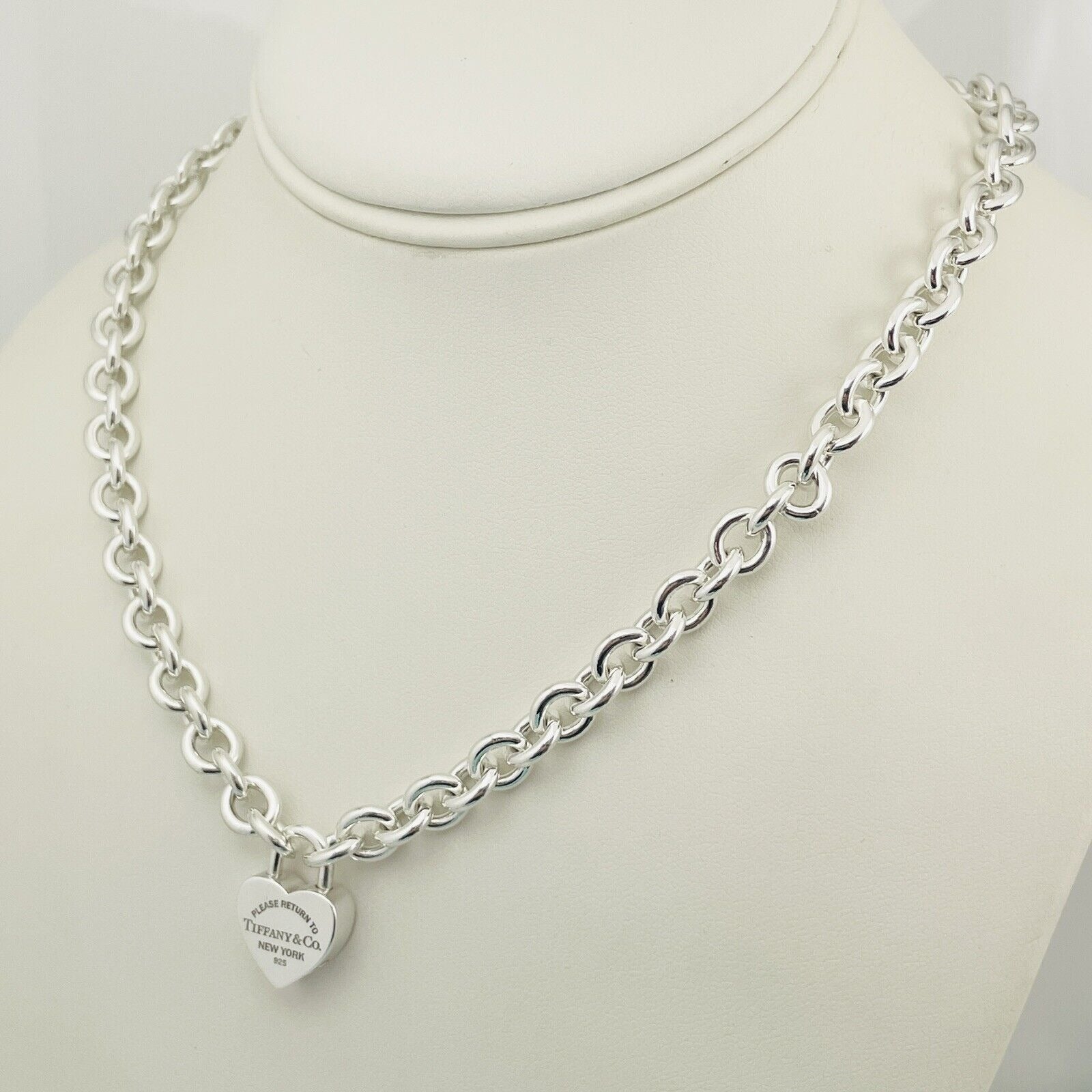 Return to Tiffany & Co Heart Padlock Lock Pendant Necklace in Sterling Silver