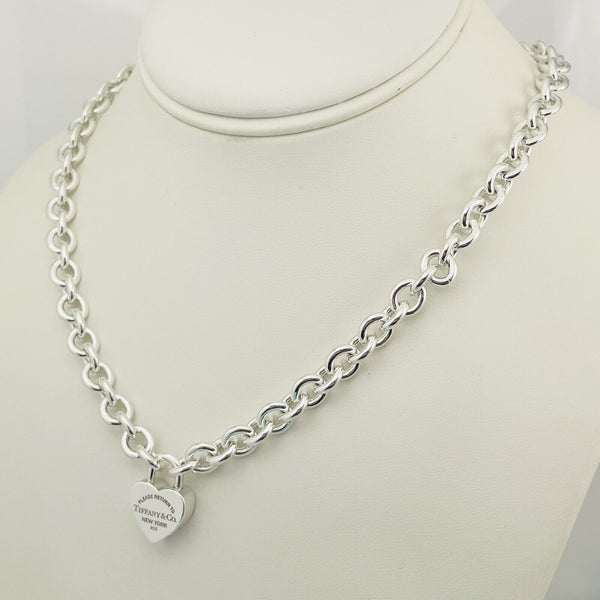 Return To Tiffany & Co Love Lock Padlock Pendant 16” Necklace
