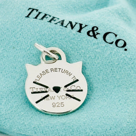 RARE Return to Tiffany Cat Kitten Tag Charm or Pendant in Sterling Silver
