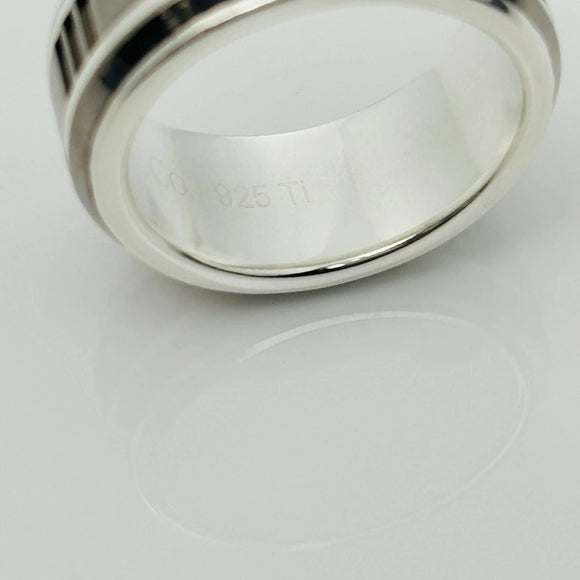 Size 10 RARE Tiffany Atlas Ring in Silver and Titanium Mens Unisex