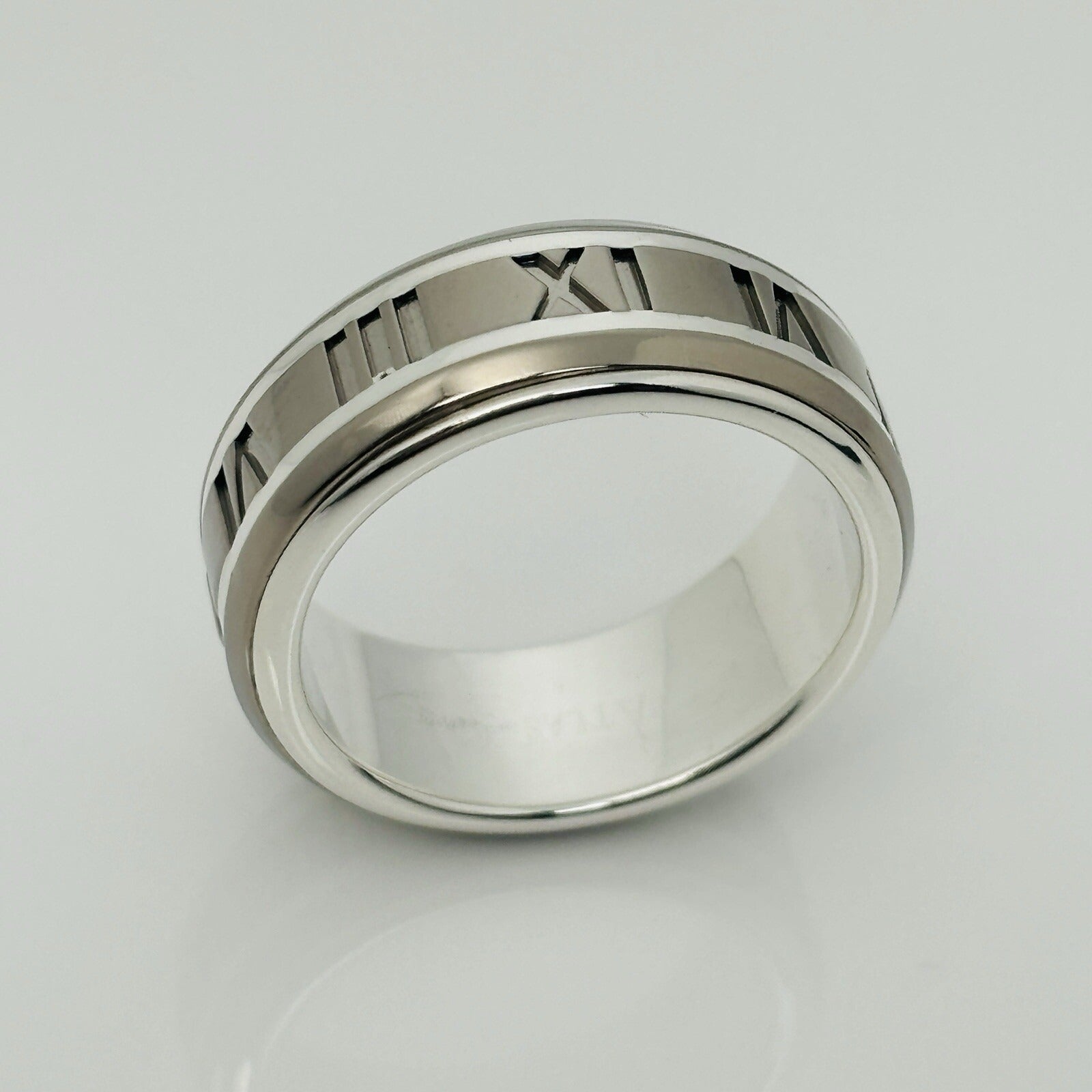 Size 10 RARE Tiffany Atlas Ring in Silver and Titanium Mens Unisex