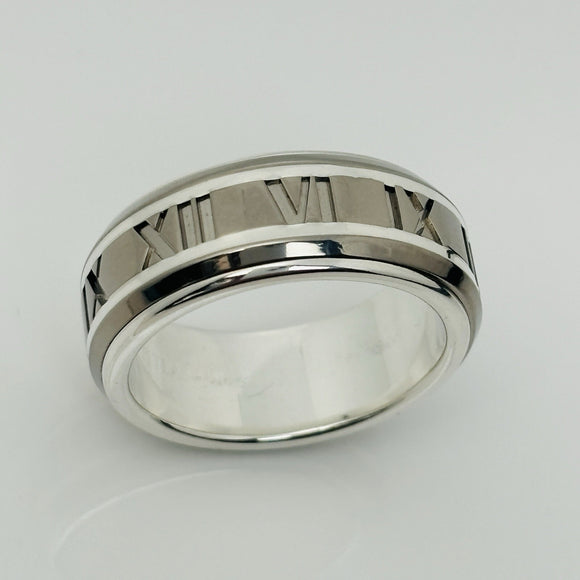Size 10 RARE Tiffany Atlas Ring in Silver and Titanium Mens Unisex