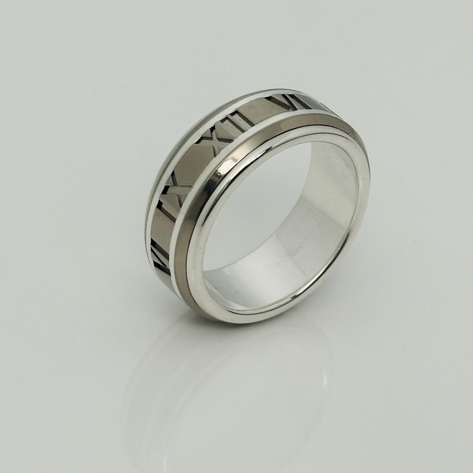 Size 10 RARE Tiffany Atlas Ring in Silver and Titanium Mens Unisex