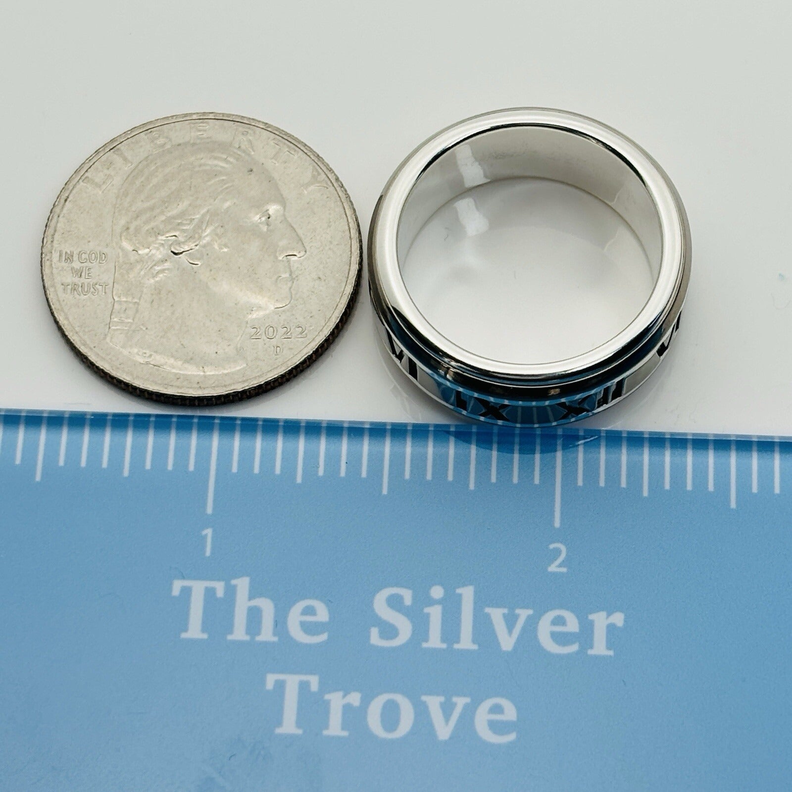 Size 10 RARE Tiffany Atlas Ring in Silver and Titanium Mens Unisex