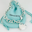 8" Tiffany & Co Puffed Puff Double Cutout Heart Tag Charm Bracelet in Silver-1