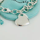 8" Tiffany & Co Puffed Puff Double Cutout Heart Tag Charm Bracelet in Silver-4