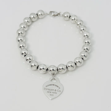 8" Return to Tiffany Heart Tag Bead Ball Charm Bracelet